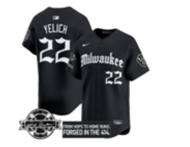 Men Nike Milwaukee Brewers #22 Yelich black MLB 2025 jersey 01->milwaukee brewers->MLB Jersey
